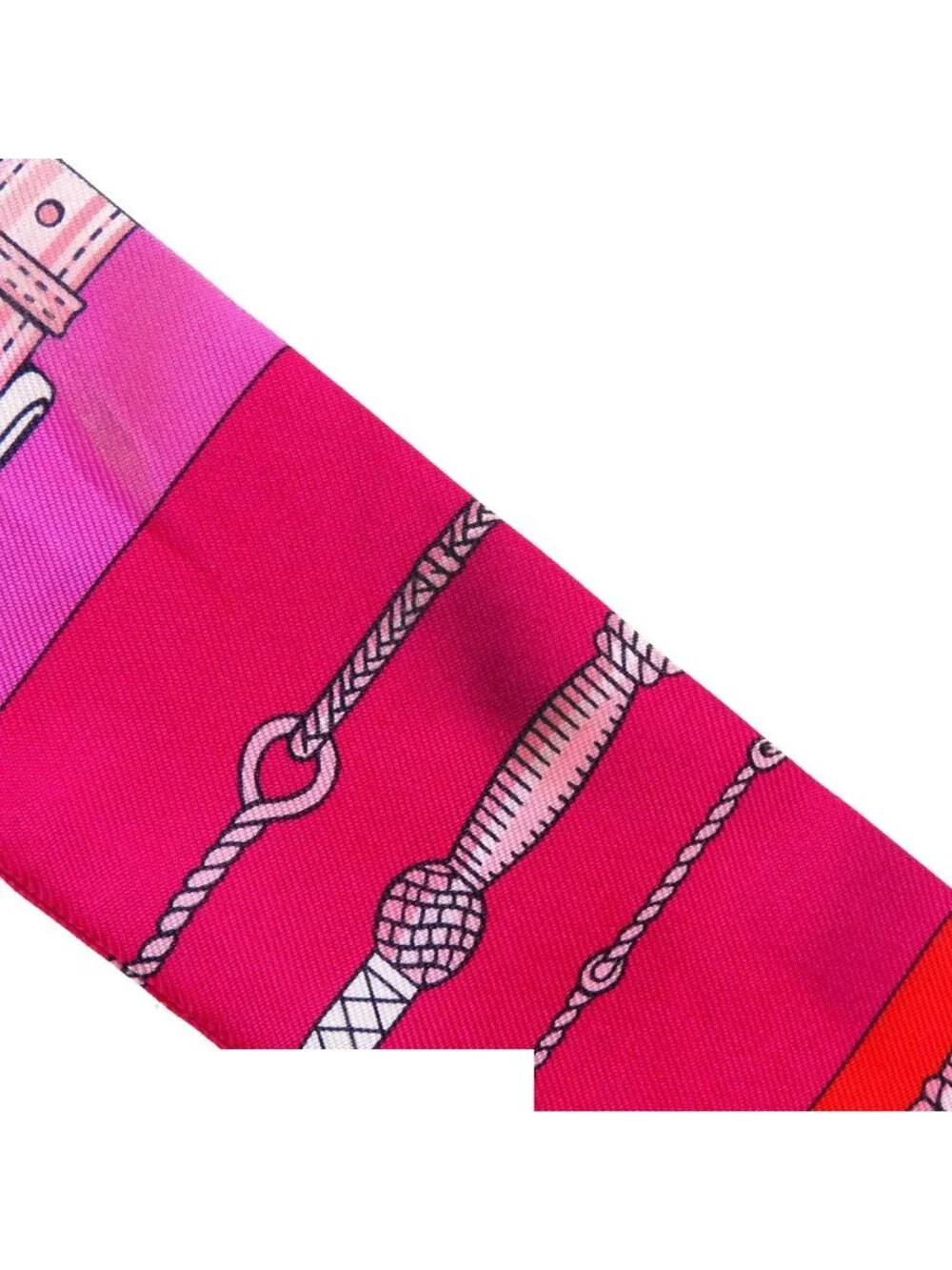 Hermes Twilly Pink Red Silk Clic Clac Modern Cannage Scarf